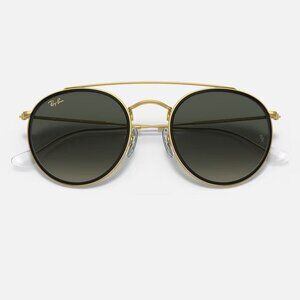 Ray-Ban Round Double Bridge (Gold frame with Grey lens)
